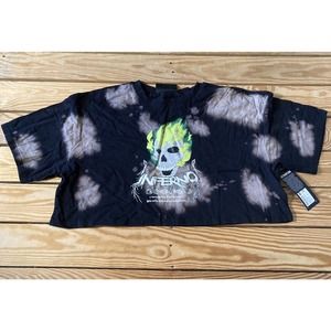 NWT Vitriol Bleach Dye Georgia Inferno Graphic Crop Shirt Small Black $21.95